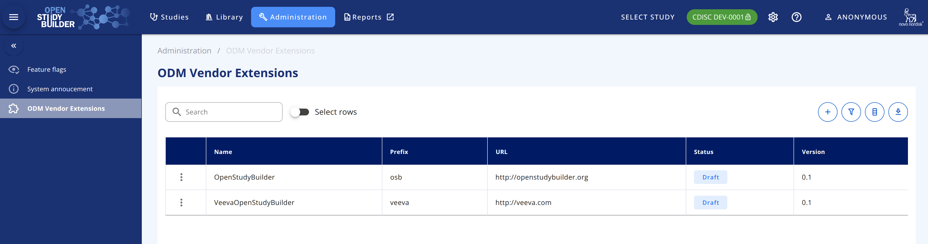 OSB Administration ODM Vendor Extensions
