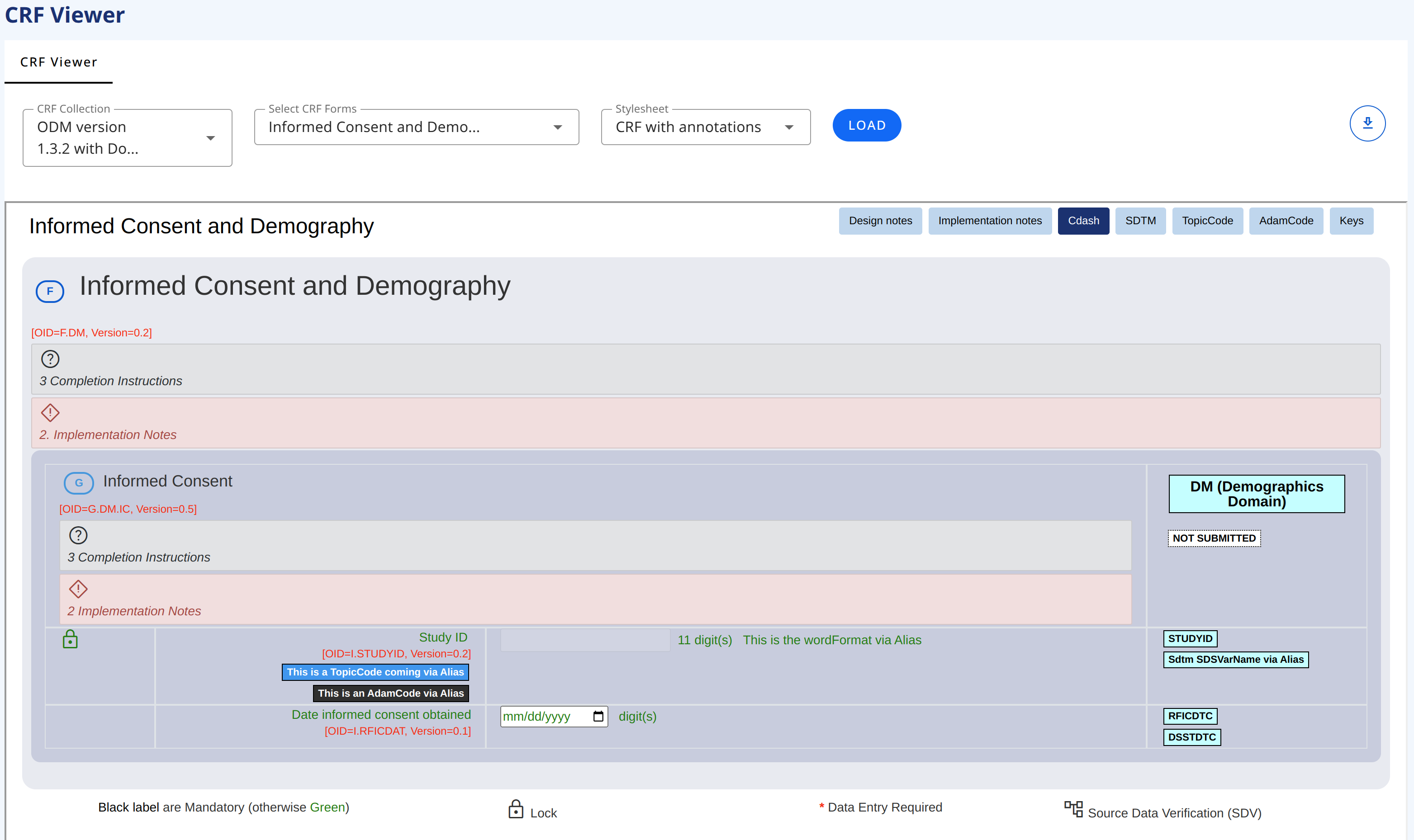 OSB Library CRF module: Viewer using Annotated stylesheet