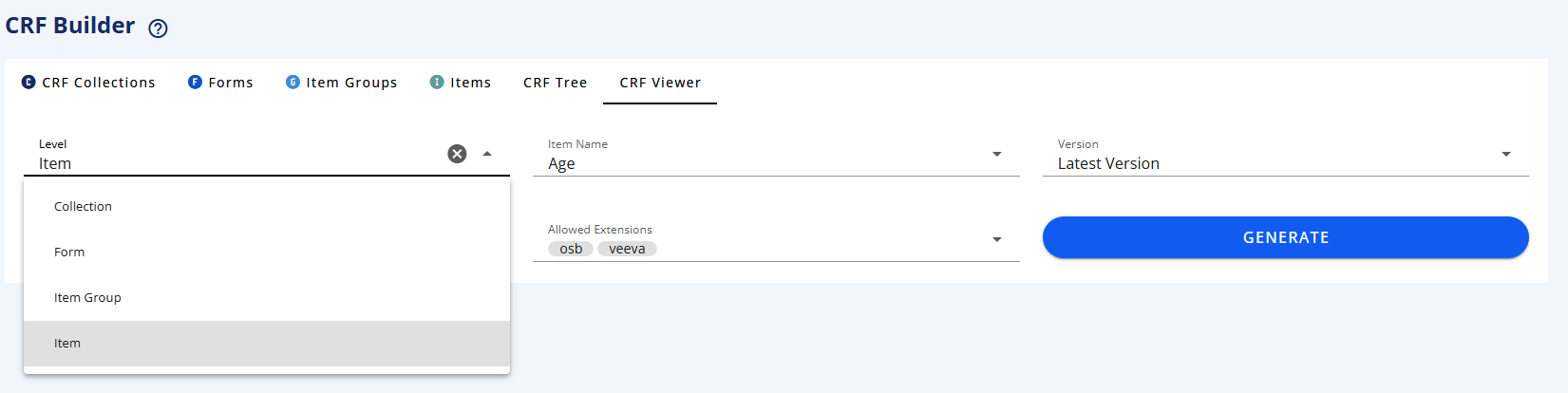 CRF Viewer tab