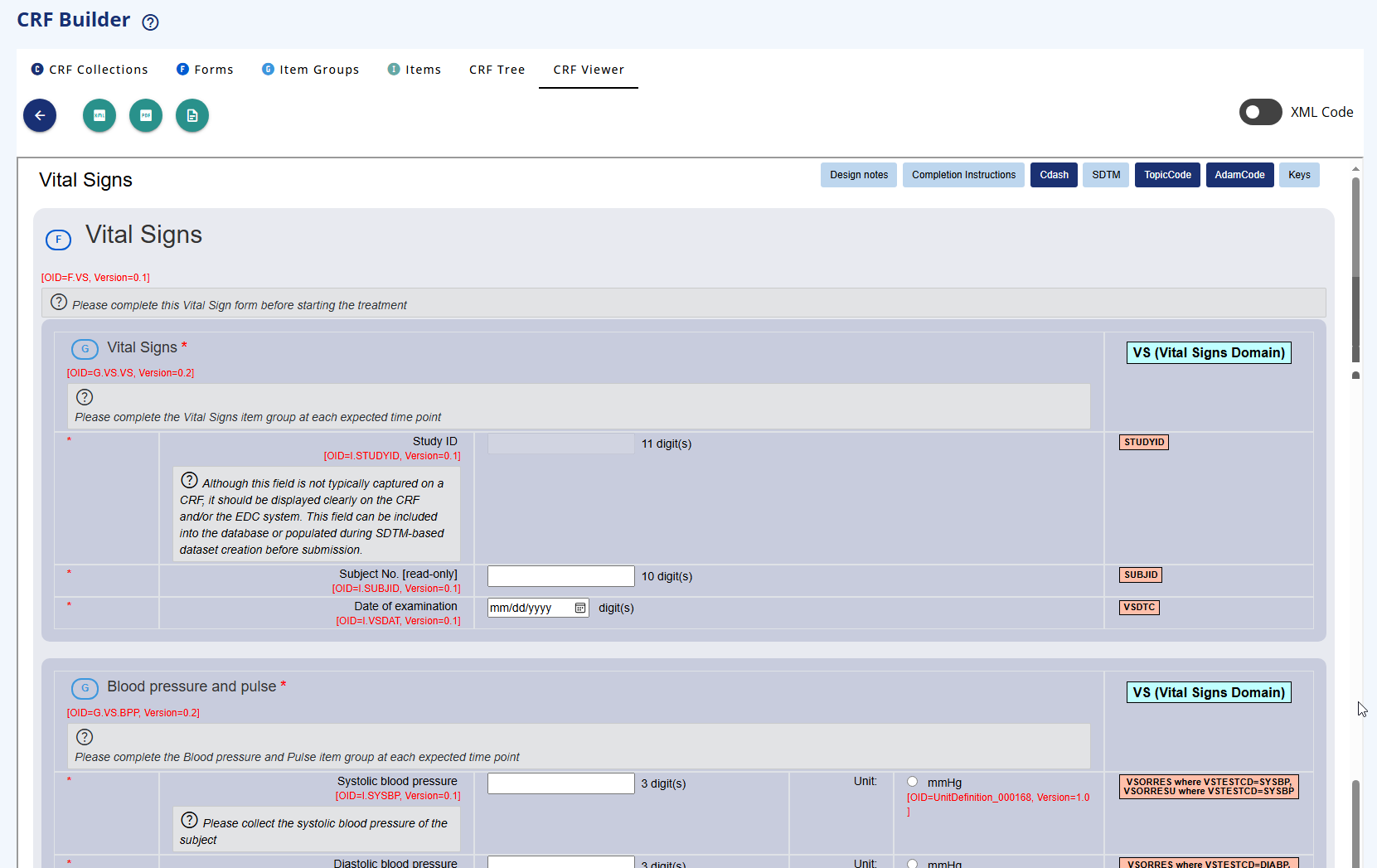 CRF Viewer tab - view